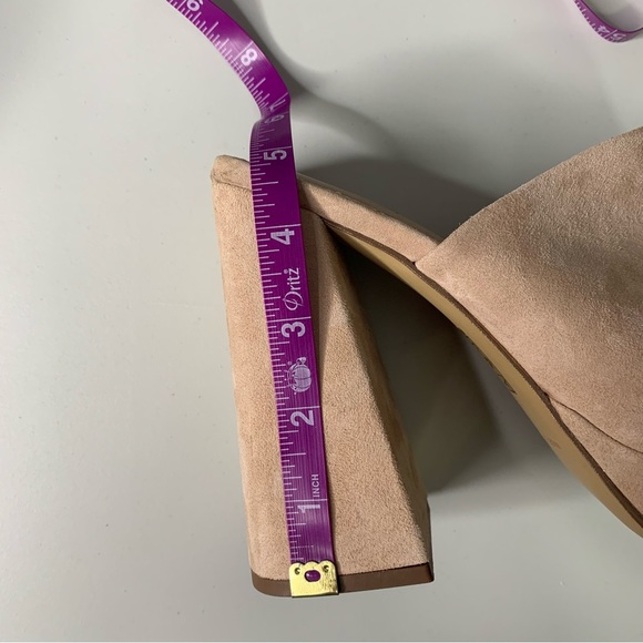 Free People 38 US 8 Margo Suede Mules Sand Square Platform Chunky Open Toe - Picture 11 of 11